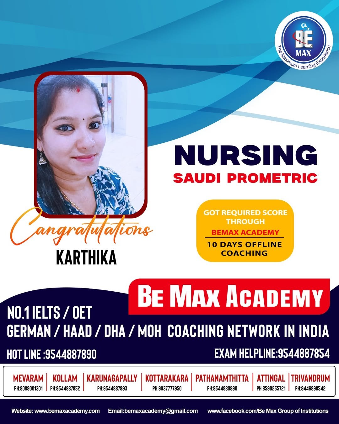 Be Max Academy student licensing exam success — result poster 1