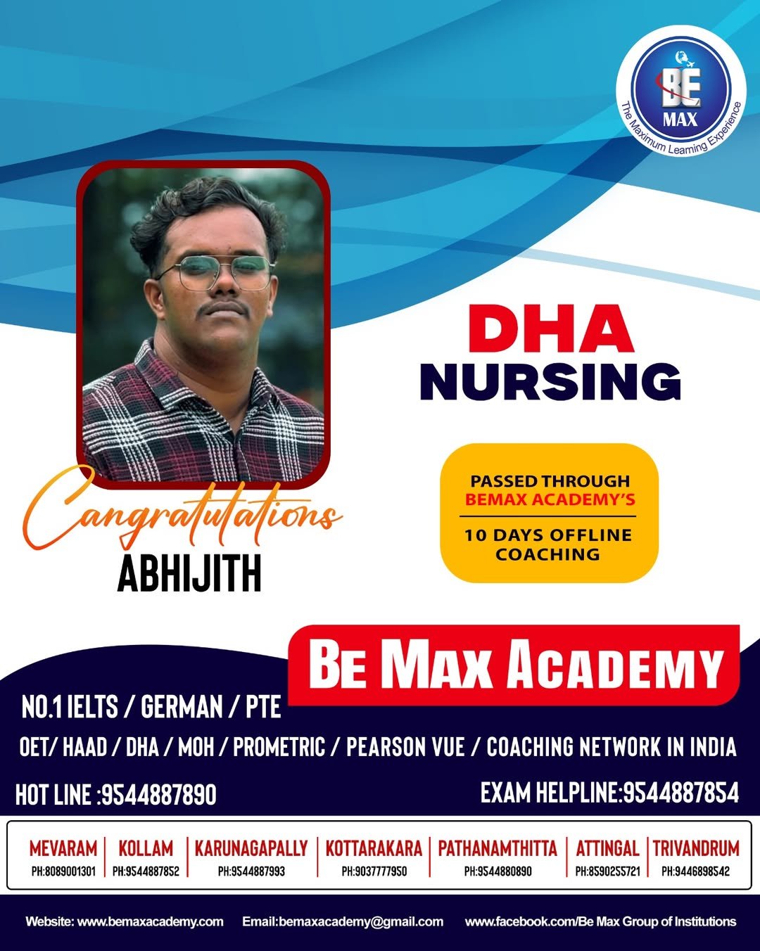 Be Max Academy student licensing exam success — result poster 4