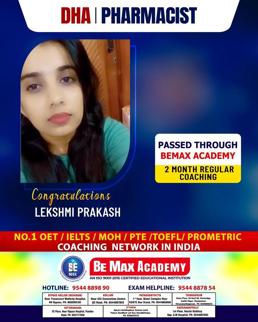 Be Max Academy pharmacy licensing exam success — result poster 3